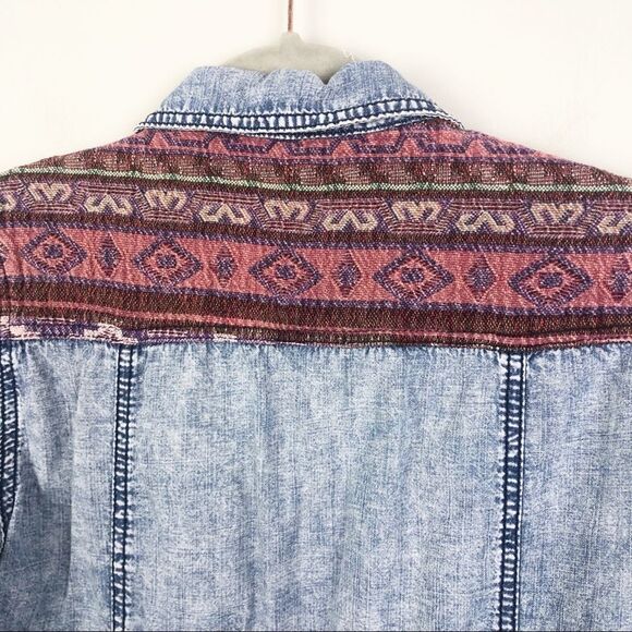 LIFE IN PROGRESS | Boho Snap Front Denim Shirt M - Picture 8 of 9